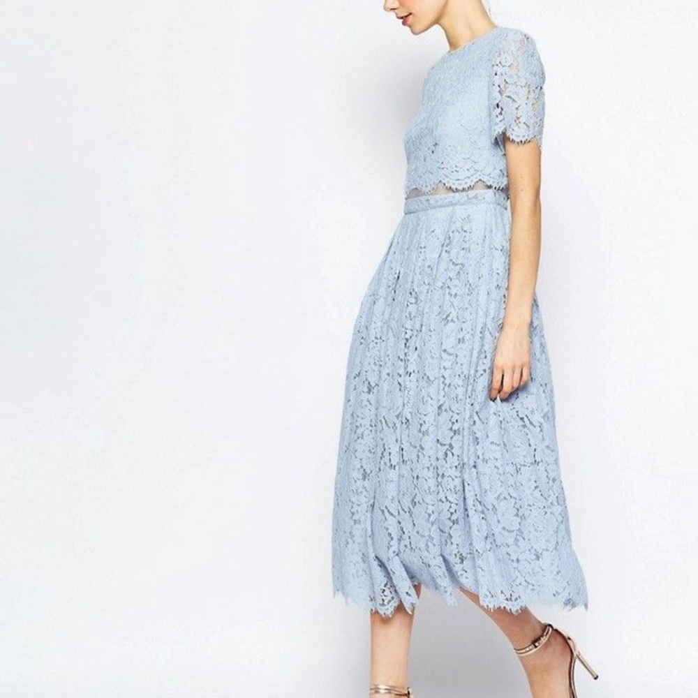 NWT ASOS COLLECTION Lace Crop Top Midi Dress US 8